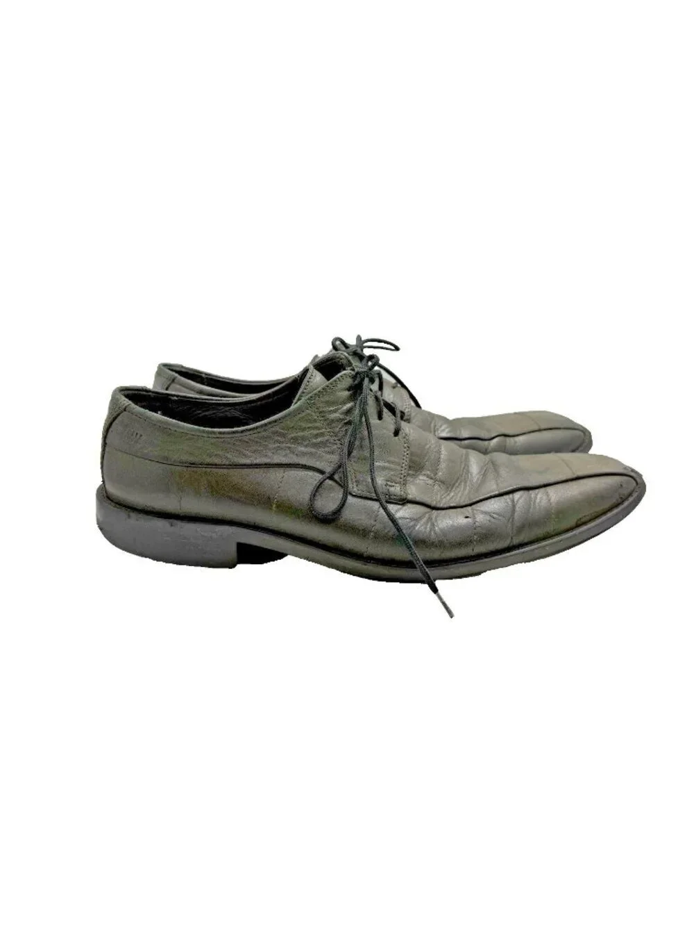 Fretz Men Business Gray Leather Oxford Shoes Sz US 9.5 Square Toe Dress Lace Up